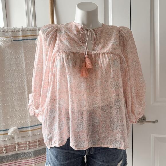 Marea Steph Blush Pink 3/4 Balloon Sleeves Slouchy Pullover Top Women’s Small - Picture 2 of 11